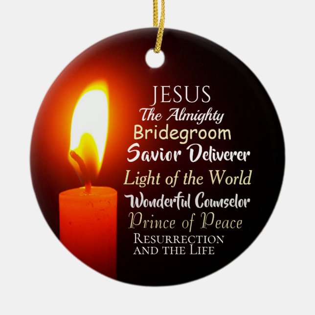 Names of Jesus Christmas, Prince of Peace, Saviour Ceramic Tree Decoration (Front)