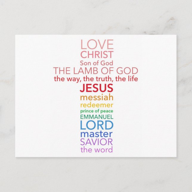 Names of Jesus Cross Postcard (Front)
