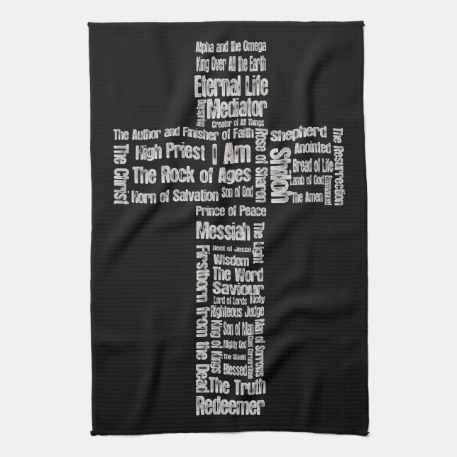 Names of Jesus Cross Tea Towel (Vertical)