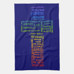 Names of Jesus Cross Tea Towel