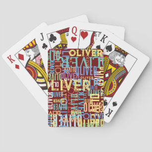 Names Replicated Pattern Typography Playing Cards