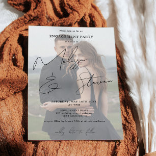 Names script calligraphy black engagement photo invitation