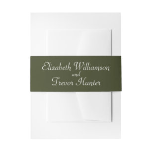 Names Simple Forest Green Invitation Belly Band