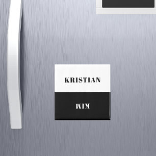 Names to do chores reminder black white magnet