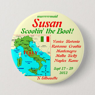 NAMETAG SCOOTIN THE BOOT SEPT 2012 7.5 CM ROUND BADGE
