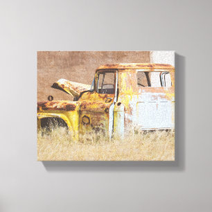 Namibia Africa Abandoned Car Wreck Landscape Canvas Print