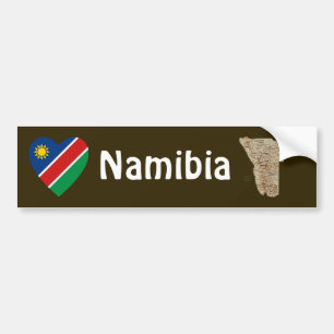 Namibia Flag Heart + Map Bumper Sticker