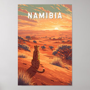 Namibia Illustration Travel Art Vintage Poster