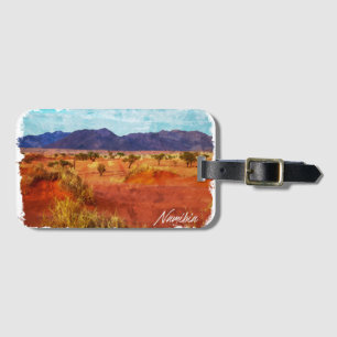 Namibia Landscape Panorama Watercolor Painting Luggage Tag