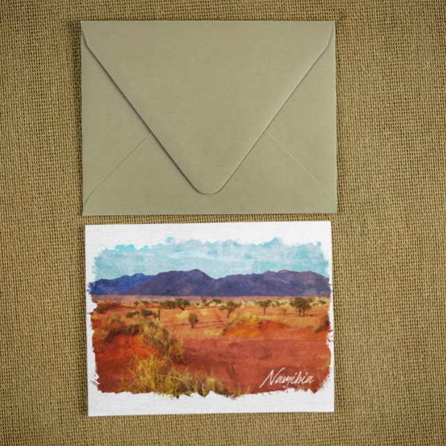 Namibia Landscape Panorama Watercolor Painting Postcard (Namibia Landscape Panorama Watercolor Painting Postcard)