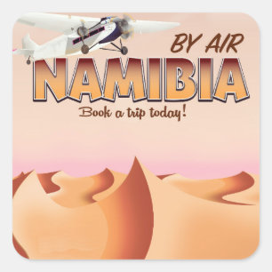 Namibia vintage flight poster. square sticker