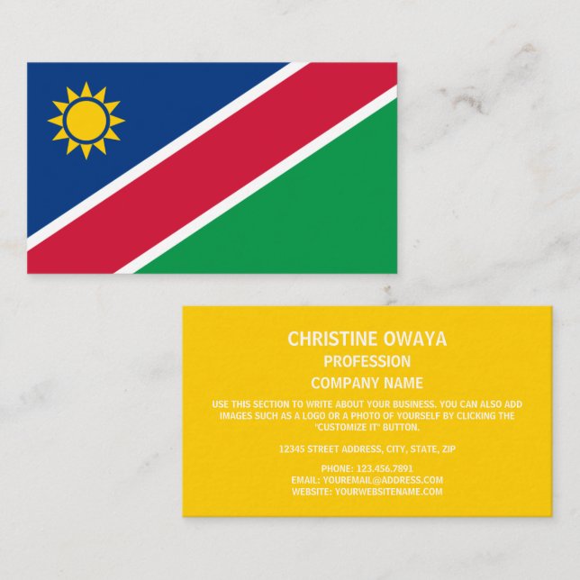 Namibian Flag, Flag of Namibia Business Card (Front/Back)