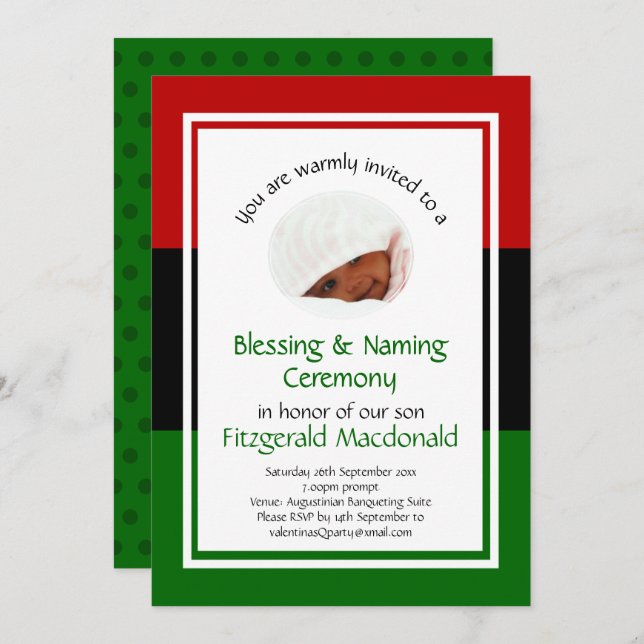 NAMING BLESSING CEREMONY | Pan African | Photo Invitation (Front/Back)