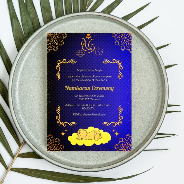 Namkaran Naming Ceremony Golden Elements Invitation (Creator Uploaded)