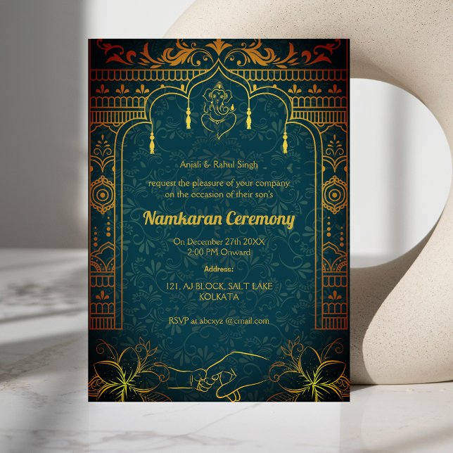 Namkaran Naming Ceremony Golden Elements Invitation (Creator Uploaded)