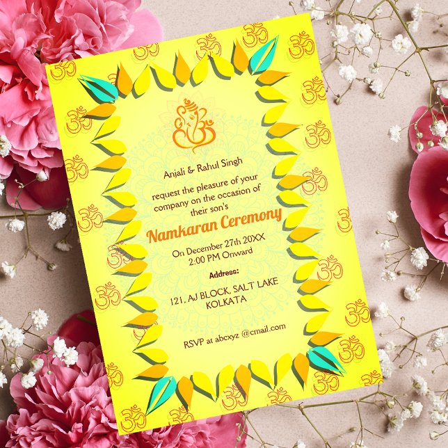 Namkaran Naming Ceremony Golden Elements Invitation (Creator Uploaded)
