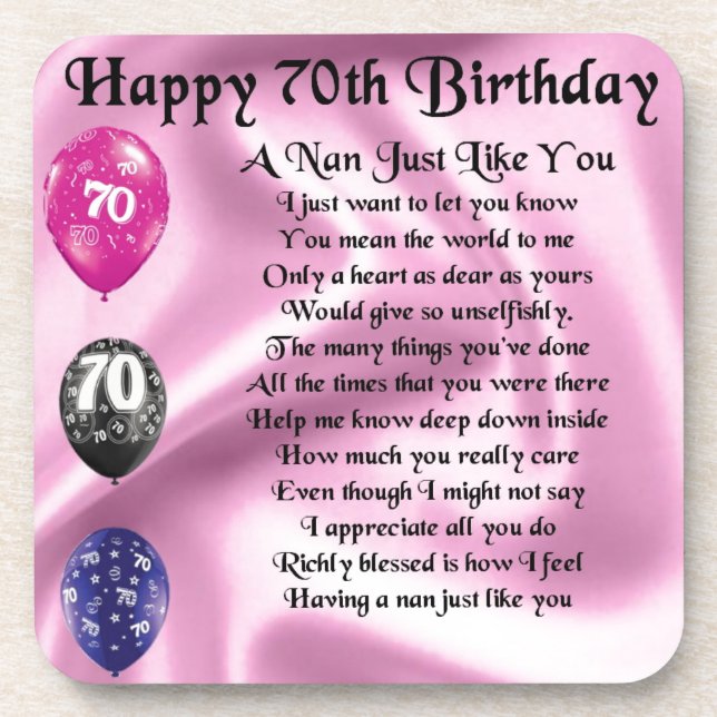 nan poem - 70th Birthday Coaster (Front)