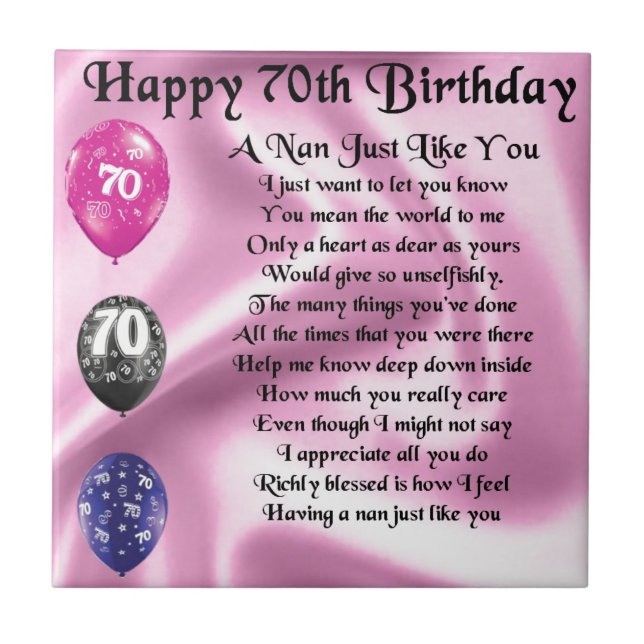 nan poem - 70th Birthday Tile (Front)