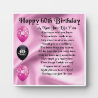 Nan Poem Plaque  -  60th Birthday