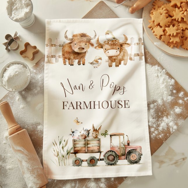 Nan & Pop's Farmhouse Cute Country Farm Tea Towel (Creator Uploaded)