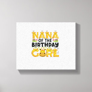 Nana 1st Birthday Girl Giraffe Theme Party Zoo Saf Canvas Print