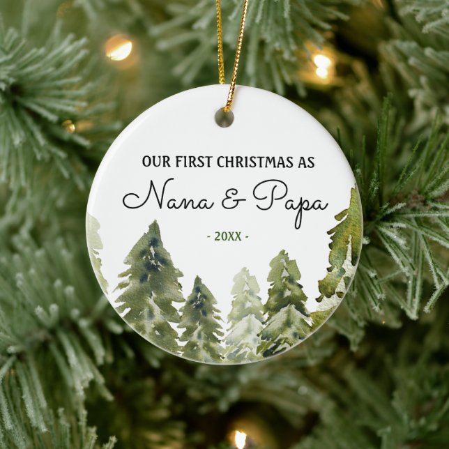Nana And Papa Our First Christmas as Grandparents Ceramic Tree Decoration (Tree)