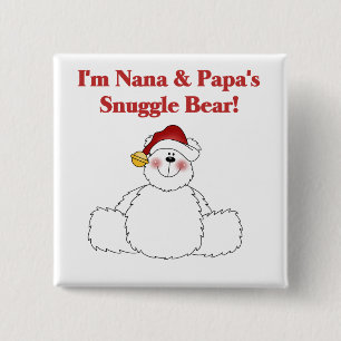 Nana and Papa's Snuggle Bear T-shirts and Gifts 15 Cm Square Badge