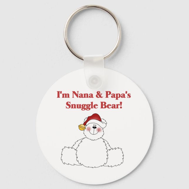 Nana and Papa's Snuggle Bear T-shirts and Gifts Key Ring (Front)