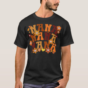 Nana Autumn Vintage Retro Groovy Hippie Heart Flor T-Shirt