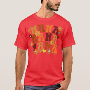 Nana Autumn Vintage Retro Groovy Hippie Heart Flor T-Shirt