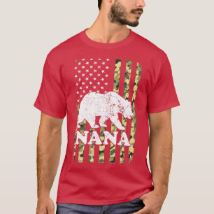 Nana Bear Camping Hiking Camouflage USA American F T-Shirt