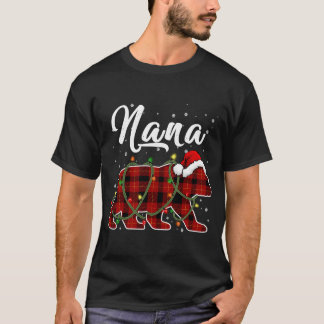 Nana Bear Xmas Red Plaid Matching Family Christmas T-Shirt