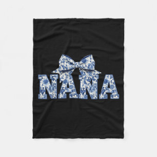 Nana- Blue White Chinoiserie Floral - Grandma Fleece Blanket