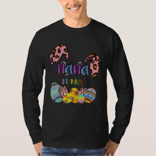 Nana Bunny Leopard Rabbit Mommy Grandma Easter Mot T-Shirt