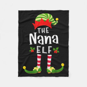 Nana Christmas Elf Matching Pajama X-mas Party  Fleece Blanket