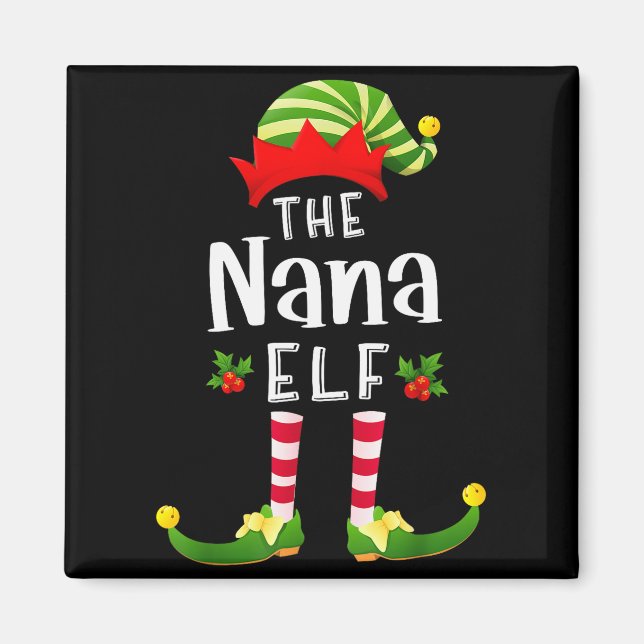 Nana Christmas Elf Matching Pajama X-mas Party  Magnet (Front)