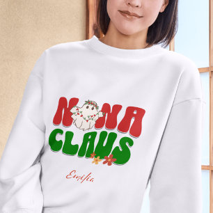 Nana Claus Christmas Custom Granny Name Retro Cute Sweatshirt