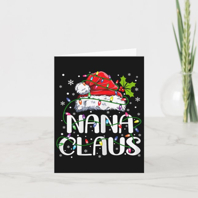 Nana Claus Christmas Lights Pajama Family Matching Card (Front)