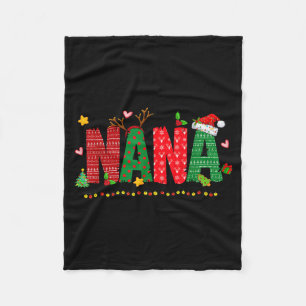 Nana Claus Christmas Lights Pajama Family Matching Fleece Blanket