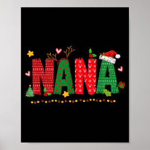Nana Claus Christmas Lights Pajama Family Matching Poster