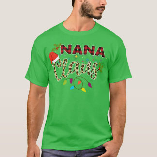 Nana Claus Grandma Santa Buffalo Plaid Leopard Xma T-Shirt