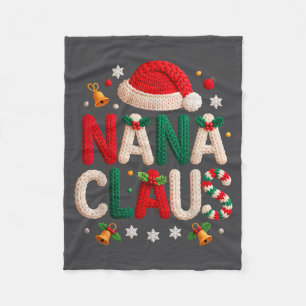 Nana Claus Knitted Design Grandma Pajama Family Ma Fleece Blanket