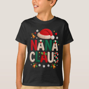 Nana Claus Knitted Design Grandma Pajama Family Ma T-Shirt