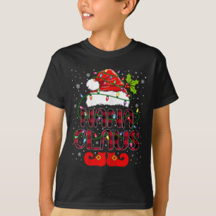 Nana Claus Merry Christmas Buffalo Plaid Santa Hat T-Shirt