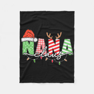 Nana Claus Xmas Christmas Lights Pajama Family Mat Fleece Blanket