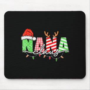 Nana Claus Xmas Christmas Lights Pajama Family Mat Mouse Pad