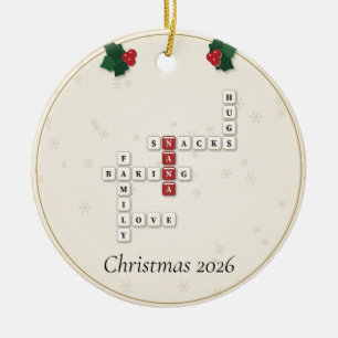 Nana Crossword Letter Tiles Holly Year Ceramic Tree Decoration