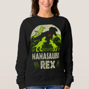 Nana Dinosaur T Rex Nanasaurus 3 Kids Matching Fam Sweatshirt