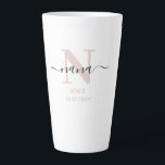 Nana Elegant Script Monogram Blush Pink Latte Mug<br><div class="desc">Latte mug for a new nana or long established one! which you can personalise with the date they became a grandmother. This trendy minimalist design has a subtle colour palette of blush pink, black and white. It has a Nana monogram, with the initial letter N and the name nana, lettered...</div>