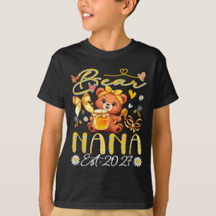Nana Est 2027 Floral Bow Tie Mothers Day Bear T-Shirt